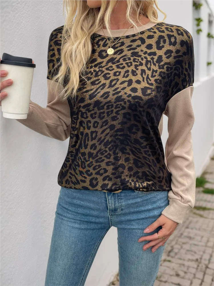 Women's Clothing Personalized Retro Trendy Long-sleeved Tops Round Neck Leopard Print Sweatshirt Sweater Blusas All-match Simple
Women's Clothing Personalized Retro Trendy Long-sleeved Tops Round Neck Leopard Print Sweatshirt Sweater Blusas All-match Simple