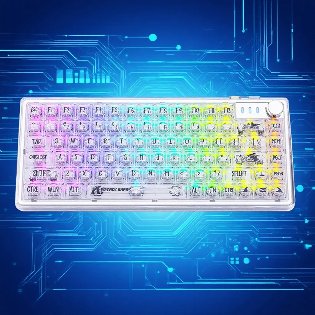 Attack Shark K75 Mechanical Keyboard - 82-Key Transparent Design, RGB Backlit, Hot-Swappable, Wired for Gaming/Esports
Attack Shark K75 Mechanical Keyboard - 82-Key Transparent Design, RGB Backlit, Hot-Swappable, Wired for Gaming/Esports