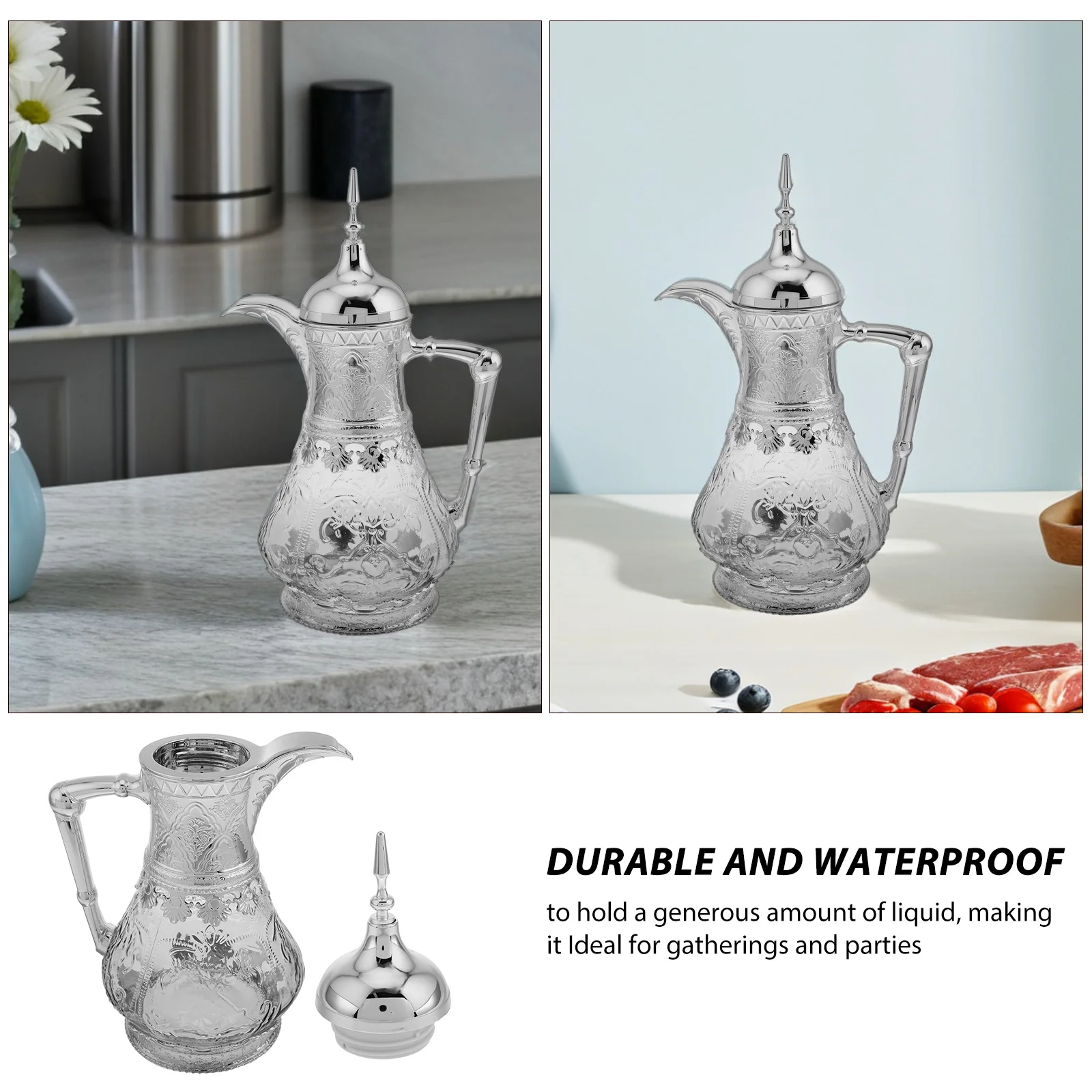 Стеклянный кувшин для воды большой емкости в ближневосточном стиле, декоративный чайник, идеально подходит для сервировки сока, кофе, чая, холодных напитков и
Стеклянный кувшин для воды большой емкости в ближневосточном стиле, декоративный чайник, идеально подходит для сервировки сока, кофе, чая, холодных напитков и