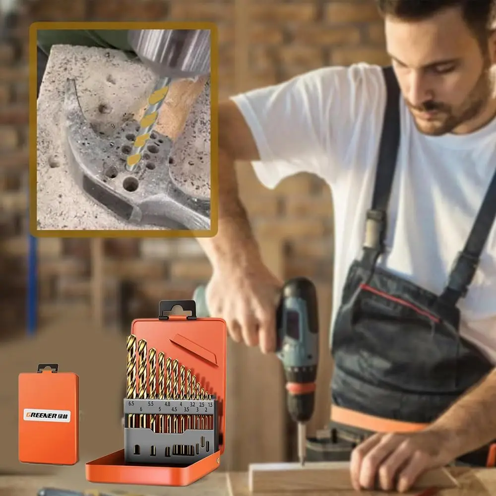 HSS Titanium Drill Bits High-Speed Steel Drill Bit Set Multi-Purpose with Index Storage Case Durable Bits for Wood Metal Masonry
HSS Titanium Drill Bits High-Speed Steel Drill Bit Set Multi-Purpose with Index Storage Case Durable Bits for Wood Metal Masonry