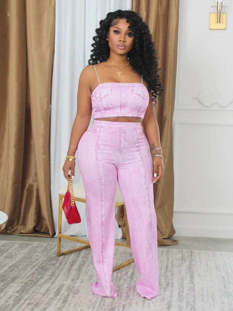 Sexy Camisole Top Slim Fit Micro Flared Pants Fashionable Printed Two-Piece Set Without Pockets
Sexy Camisole Top Slim Fit Micro Flared Pants Fashionable Printed Two-Piece Set Without Pockets