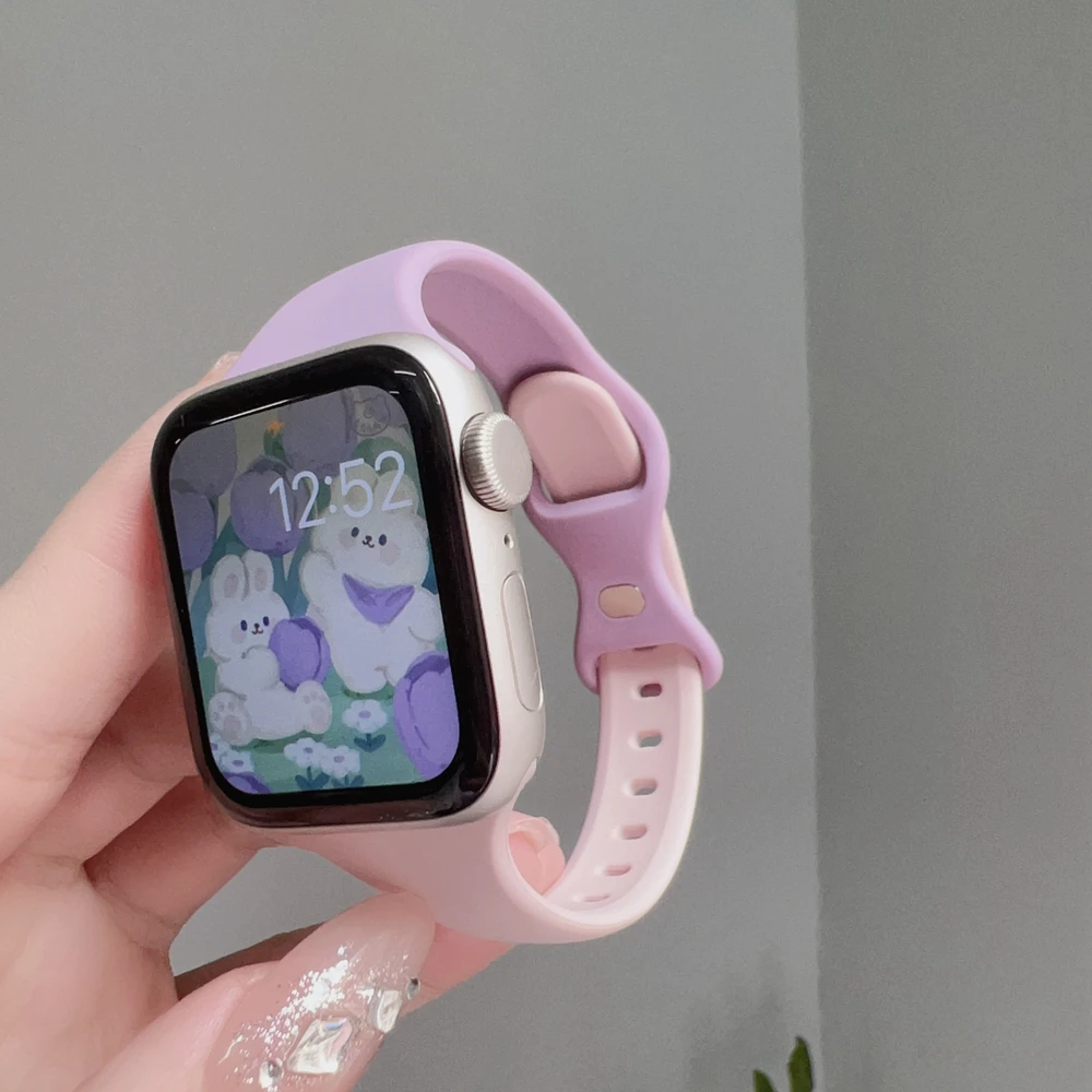 Silicone Strap For Apple Watch band women Series Ultra 10/9/8/7/6/5 2 38mm 40mm 41mm 42mm 44mm 45mm 46mm 49mm
Silicone Strap For Apple Watch band women Series Ultra 10/9/8/7/6/5 2 38mm 40mm 41mm 42mm 44mm 45mm 46mm 49mm