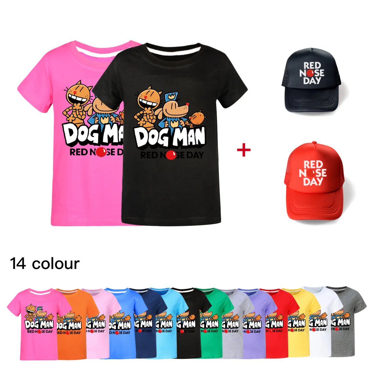 New Costume Children Summer Dogman Cartoon T Shirts + Hats for Kids Tops Casual Teenage Boy Girls Short Sleeve Clothes4215
New Costume Children Summer Dogman Cartoon T Shirts + Hats for Kids Tops Casual Teenage Boy Girls Short Sleeve Clothes4215