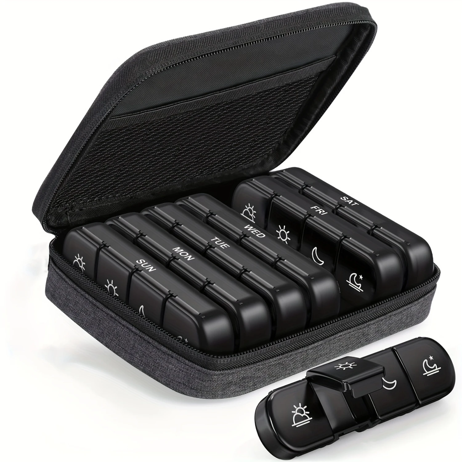 Weekly Pill Organizer 4 Times A Day With A Business Stylish Bag, Portable Pill Box 7 Day With 28 Compartments For Men, Removable
Weekly Pill Organizer 4 Times A Day With A Business Stylish Bag, Portable Pill Box 7 Day With 28 Compartments For Men, Removable