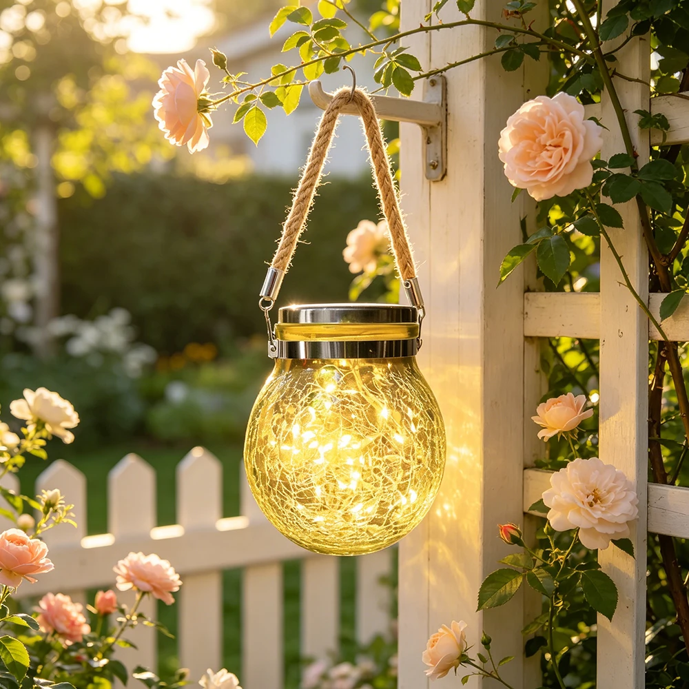 Solar Cracked Glass Ball Hanging Lights, Outdoor Solar Lanterns with 3M 30 LED Mason Jar Fairy Light for Garden Yard Patio Lawn
Solar Cracked Glass Ball Hanging Lights, Outdoor Solar Lanterns with 3M 30 LED Mason Jar Fairy Light for Garden Yard Patio Lawn
