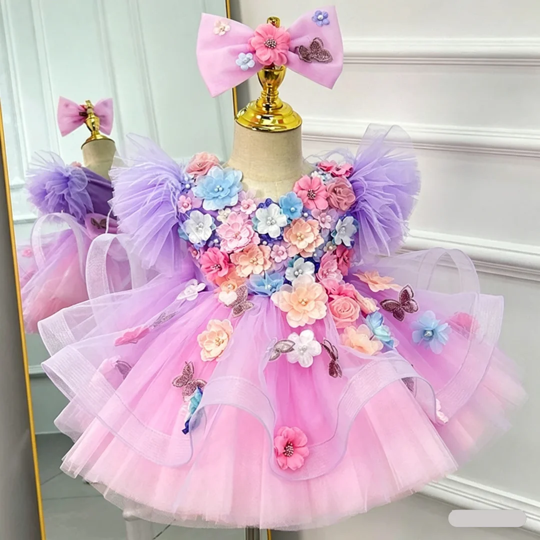 New Floral Children's Wedding Dress Tulle Embroidered Applique Puffy Short Dress for Girls Luxury Party Dress
New Floral Children's Wedding Dress Tulle Embroidered Applique Puffy Short Dress for Girls Luxury Party Dress