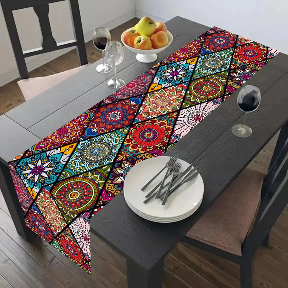 Boho Mandala Patchwork Table Runner Bohemian Geometric Floral Holiday Wedding Banquet Party Table Home Decoration Supplies
Boho Mandala Patchwork Table Runner Bohemian Geometric Floral Holiday Wedding Banquet Party Table Home Decoration Supplies