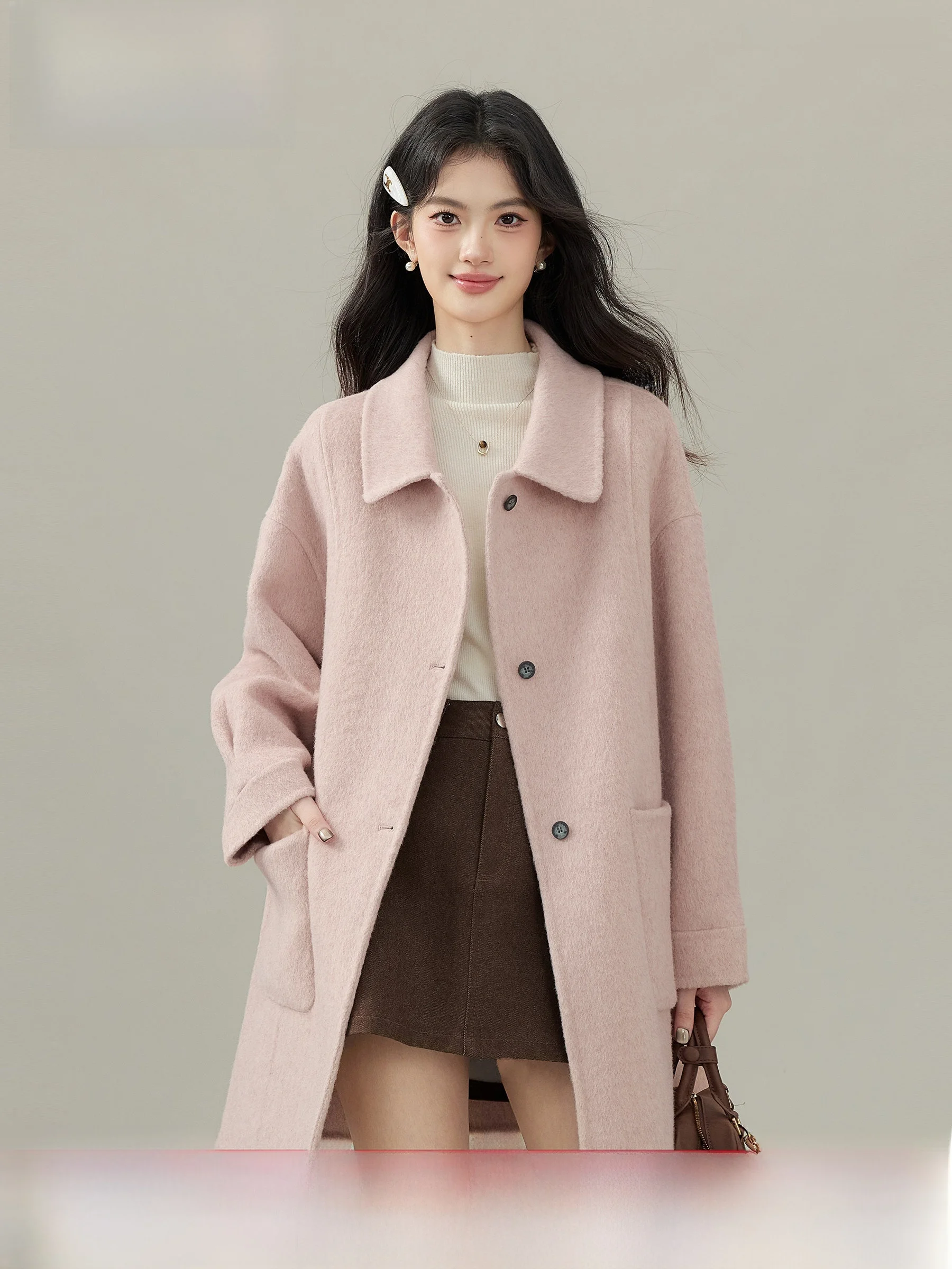 Pink Double-Faced Woolen Coat by Lingjiu Ele Women's Outerwear Winter 2025 Collection Cact Size Woolen Jaet
Pink Double-Faced Woolen Coat by Lingjiu Ele Women's Outerwear Winter 2025 Collection Cact Size Woolen Jaet