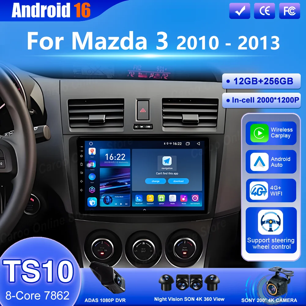 Android 16 For Mazda 3 2010 -2013 Car Radio Stereo GPS Navigation Carplay Head Unit Audio Multimedia Video Player Bluetooth WIFI
Android 16 For Mazda 3 2010 -2013 Car Radio Stereo GPS Navigation Carplay Head Unit Audio Multimedia Video Player Bluetooth WIFI