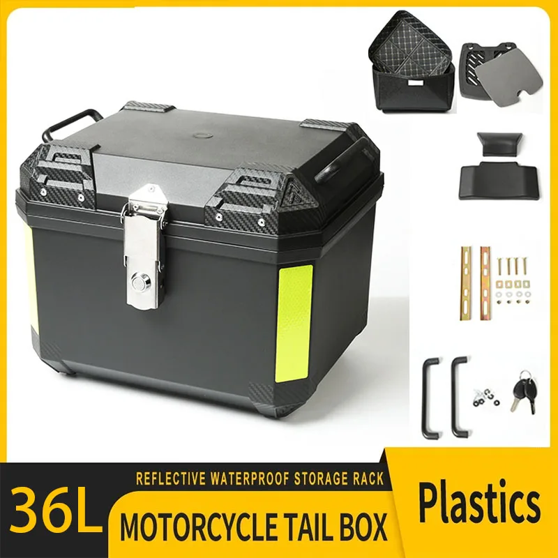 36L Large Capacity of Motorcycles Storage Box. Aluminum Motorcycle Trunk for Travel, Equipped with a Base Plate, Backrest
36L Large Capacity of Motorcycles Storage Box. Aluminum Motorcycle Trunk for Travel, Equipped with a Base Plate, Backrest