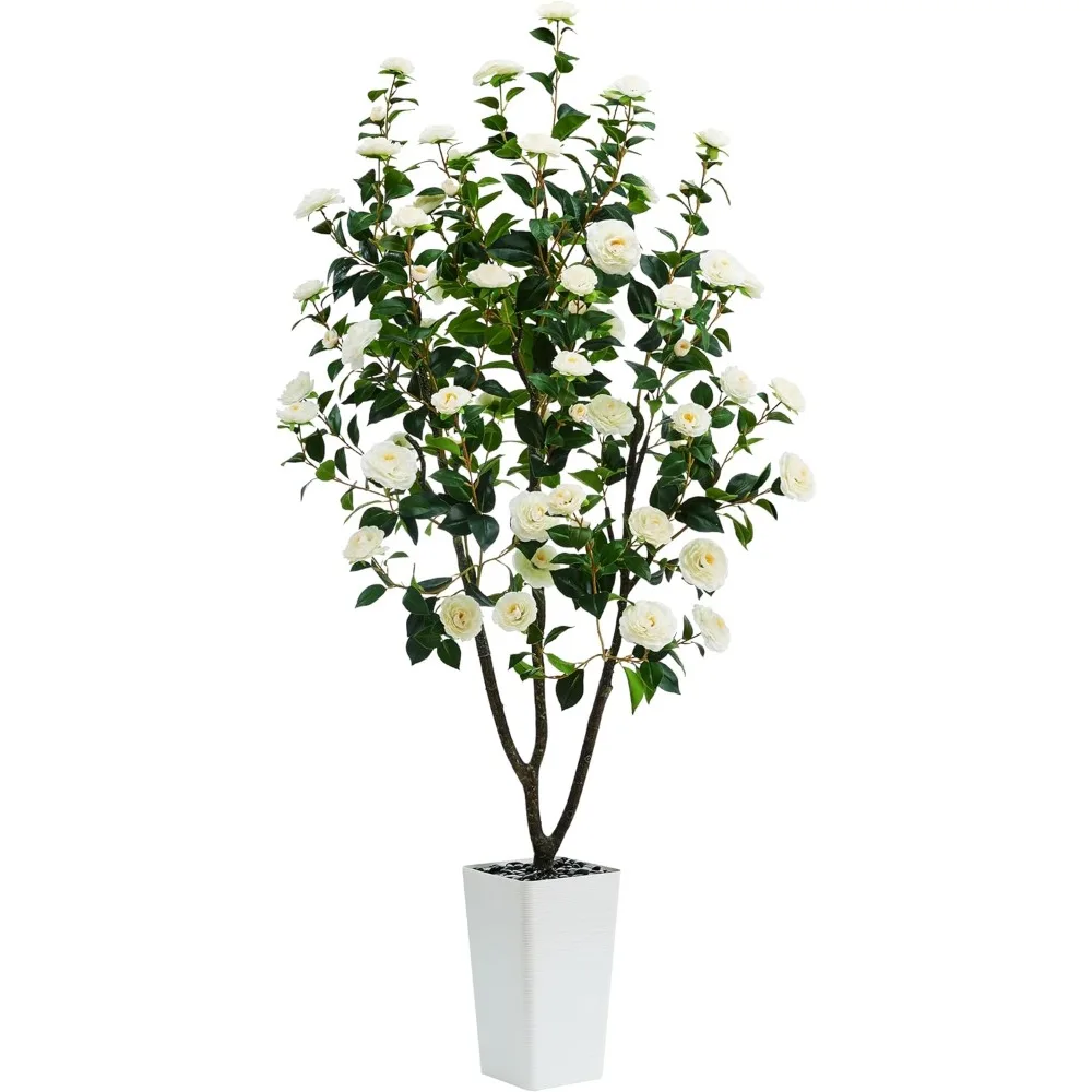 6-футовое искусственное дерево камелии с белыми цветами и высоким белым горшком для внутреннего использования
6-футовое искусственное дерево камелии с белыми цветами и высоким белым горшком для внутреннего использования