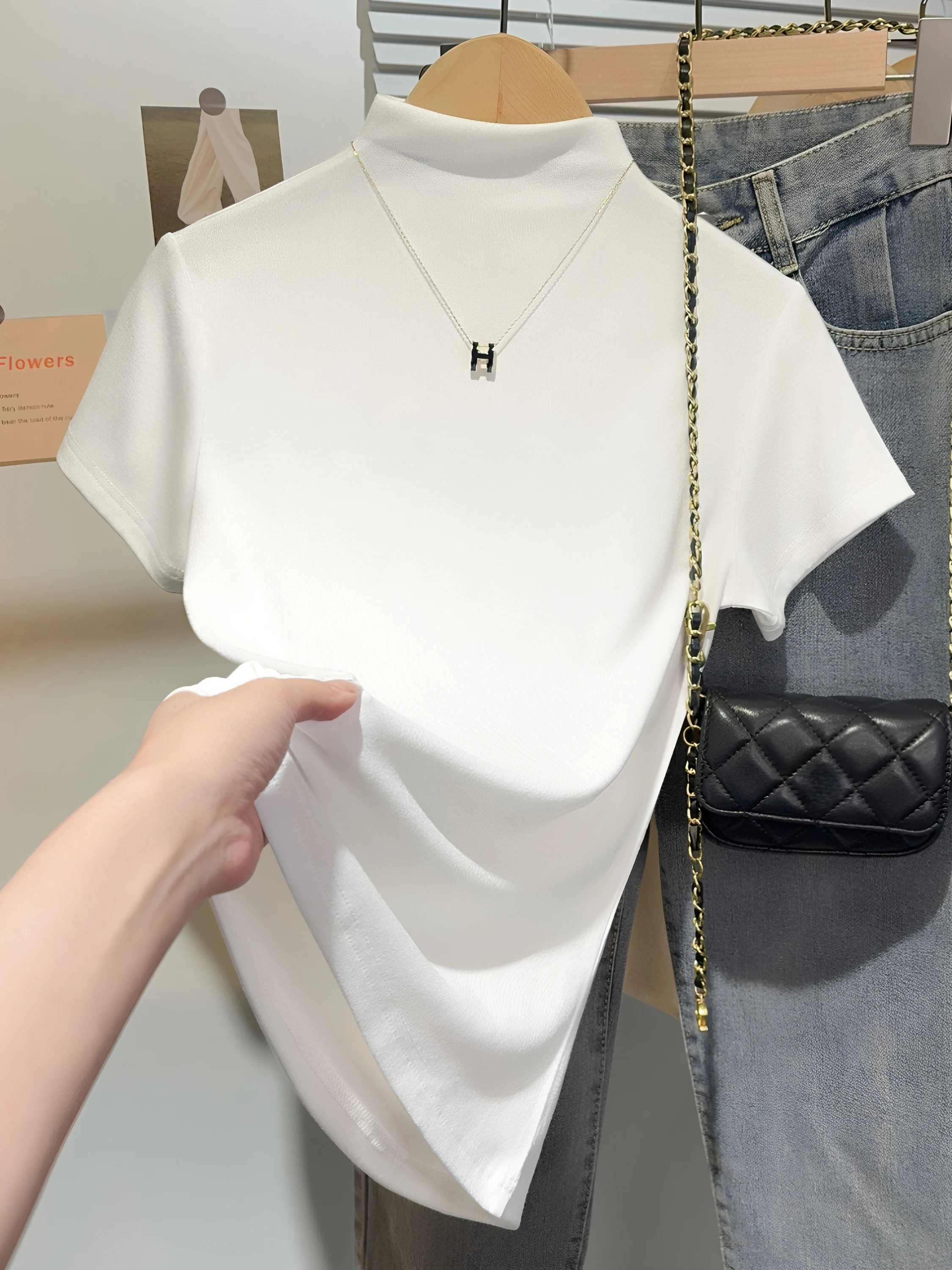 Spicy Girl Casual Half High Collar Short Sleeve T-Shirt Women plus Size Commute Inner Wear Base Shirt Summer New Arrival
Spicy Girl Casual Half High Collar Short Sleeve T-Shirt Women plus Size Commute Inner Wear Base Shirt Summer New Arrival