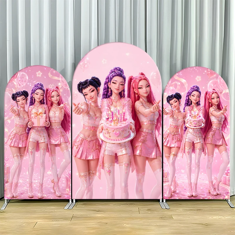 Pink Kpop Demon Hunters Arch Backdrop Cover Spandex Fabric for Girl Birthday Party Photo Booth Studio Decoration Supplies
Pink Kpop Demon Hunters Arch Backdrop Cover Spandex Fabric for Girl Birthday Party Photo Booth Studio Decoration Supplies