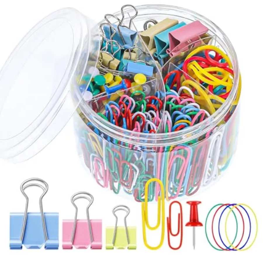 350 Pcs Colored Paper Clips Assorted Sizes and Binder Clips, Paper Clamps Rubber Bands Push Pins Teacher Supplies for Classroom
350 Pcs Colored Paper Clips Assorted Sizes and Binder Clips, Paper Clamps Rubber Bands Push Pins Teacher Supplies for Classroom