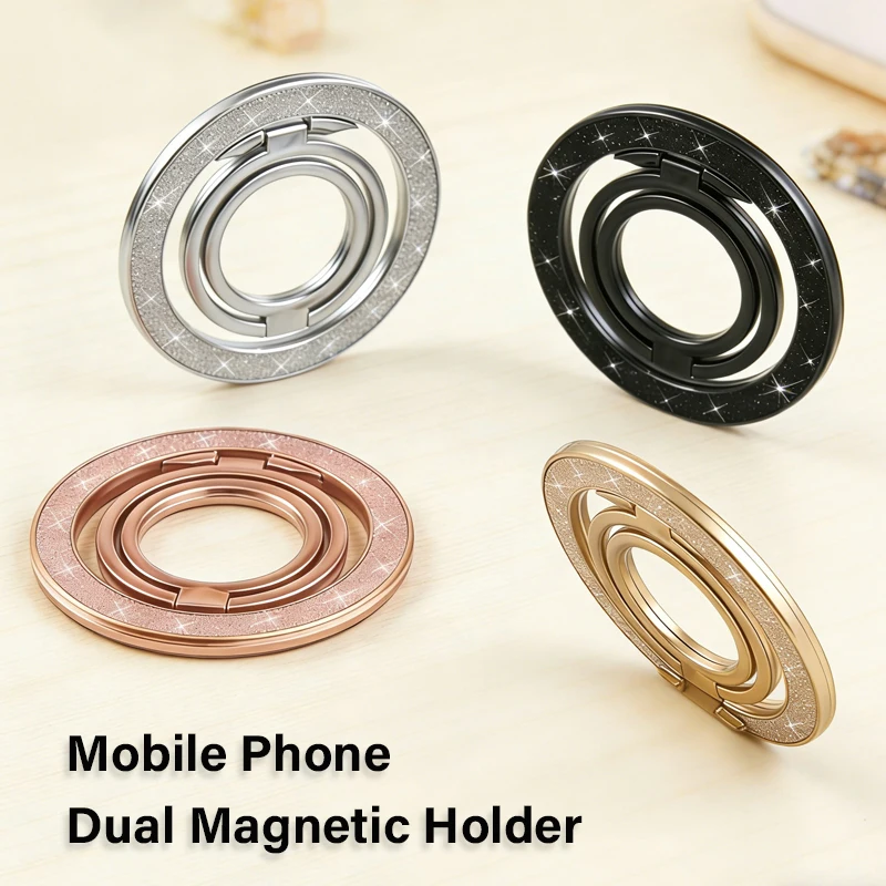 Mobile Phone Luxurious Glittery Dual Magnetic Holder for Magsafe Finger Ring Rotatable Folding Bracket Metal Stand for iPhone 17
Mobile Phone Luxurious Glittery Dual Magnetic Holder for Magsafe Finger Ring Rotatable Folding Bracket Metal Stand for iPhone 17