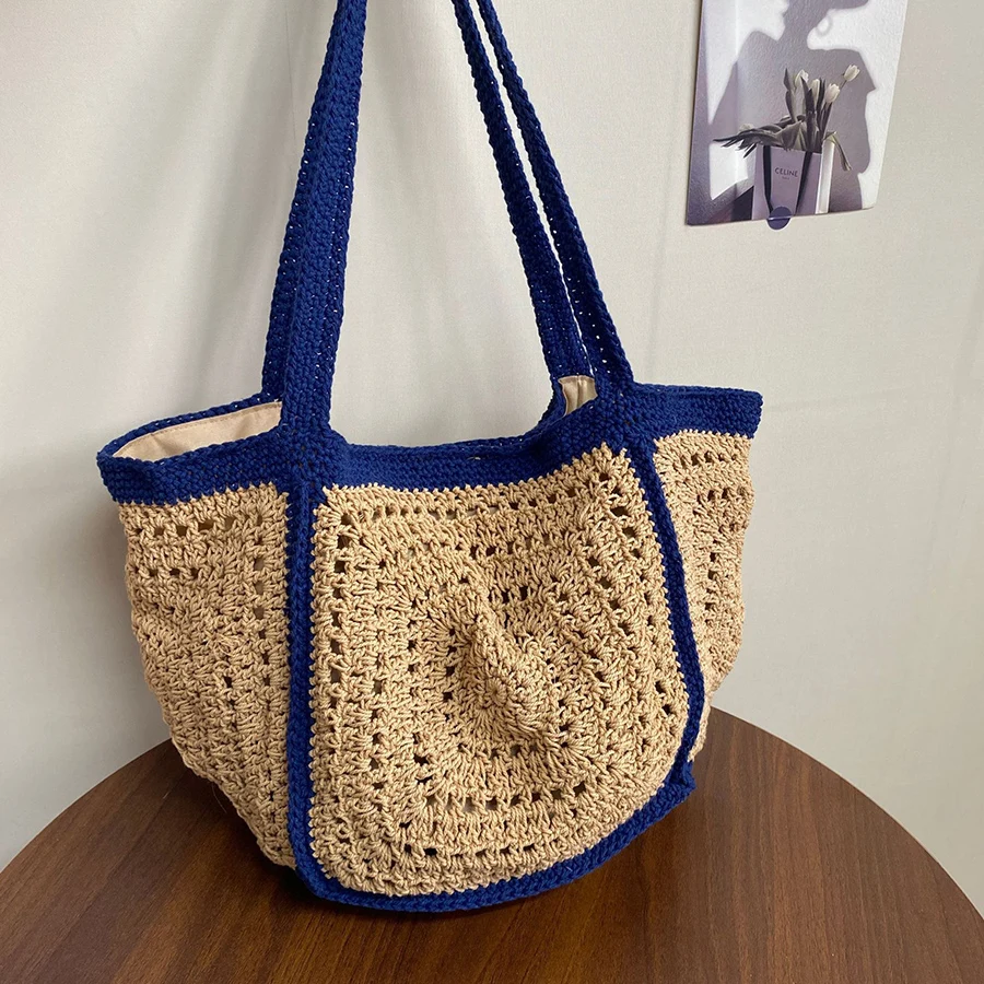 Leisure Large Capacity Cotton Woven Bag Women's Hollow Out Shoulder Bags Casual Ladies Handmade Beach Tote Patchwork Handbags
Leisure Large Capacity Cotton Woven Bag Women's Hollow Out Shoulder Bags Casual Ladies Handmade Beach Tote Patchwork Handbags