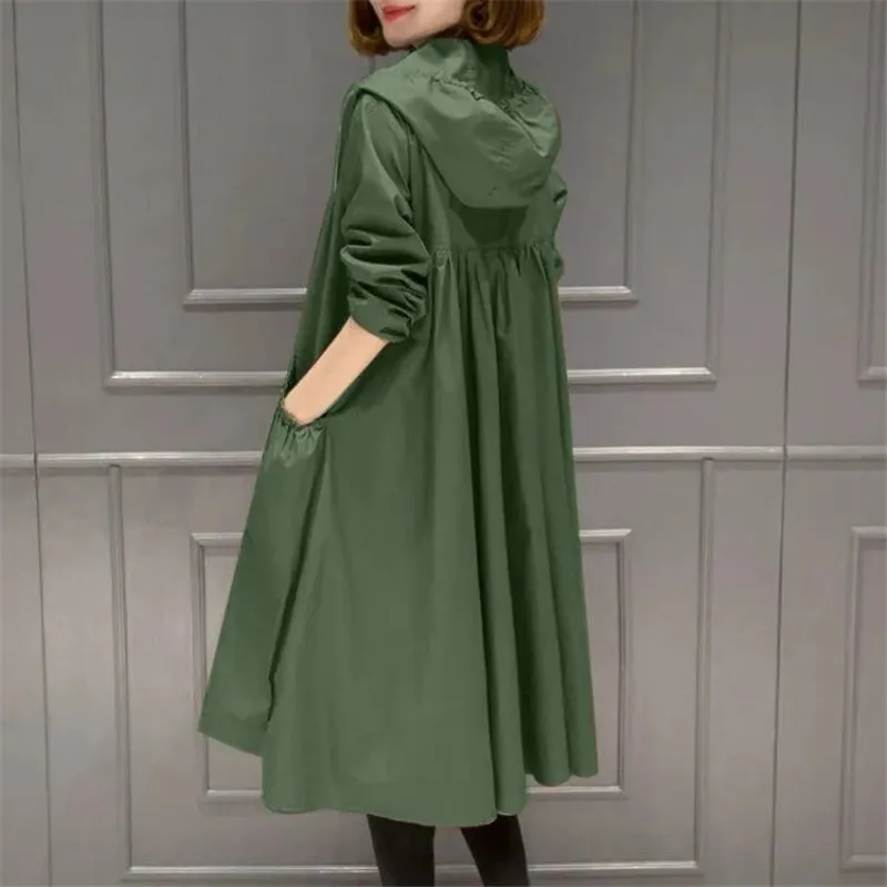 Fashion Lined Windbreaker Female Autumn New Korean Long Over-The-knee Women's Trench Coat Loose Casual Hooded Outerwear
Fashion Lined Windbreaker Female Autumn New Korean Long Over-The-knee Women's Trench Coat Loose Casual Hooded Outerwear