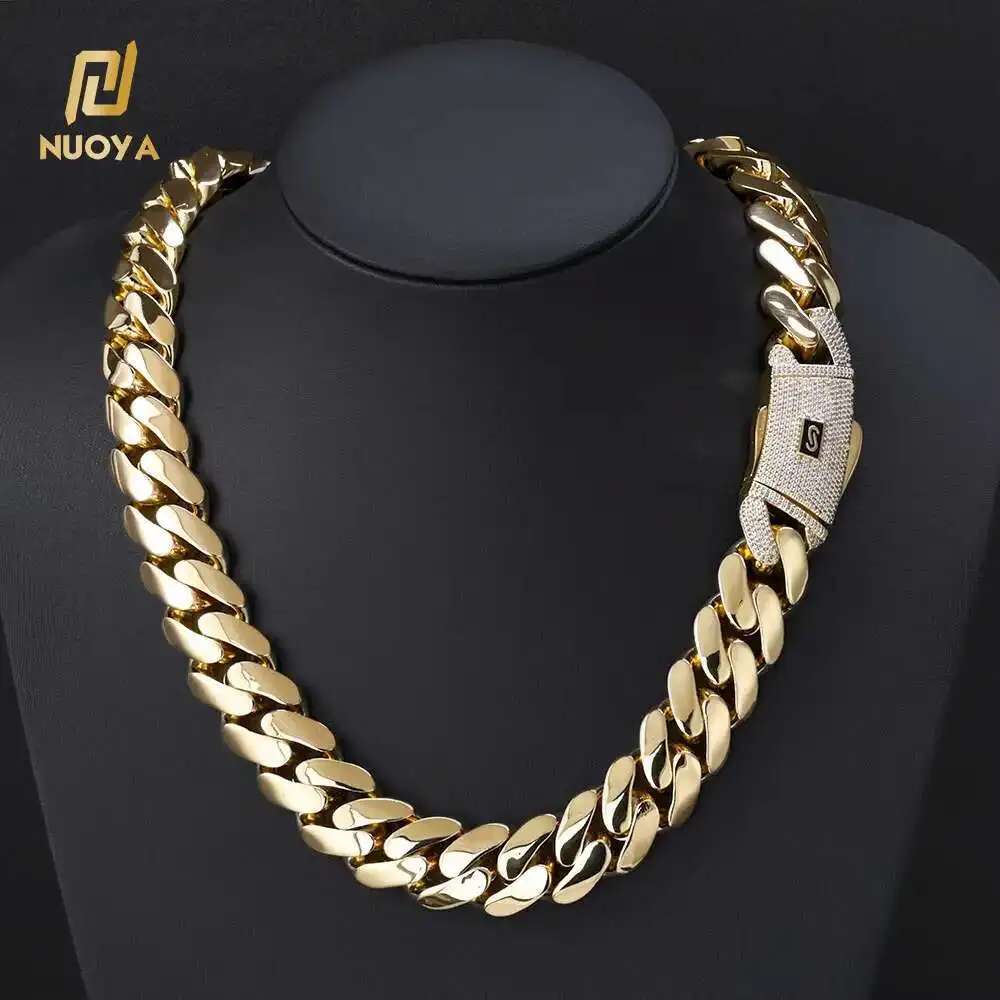 NUOYA Hiphop Jewelry Iced Out Diamond Clasp Flat Monaco Chain 14K Gold Plated Thick Cuban Link Chain Choker Necklace for Women
NUOYA Hiphop Jewelry Iced Out Diamond Clasp Flat Monaco Chain 14K Gold Plated Thick Cuban Link Chain Choker Necklace for Women