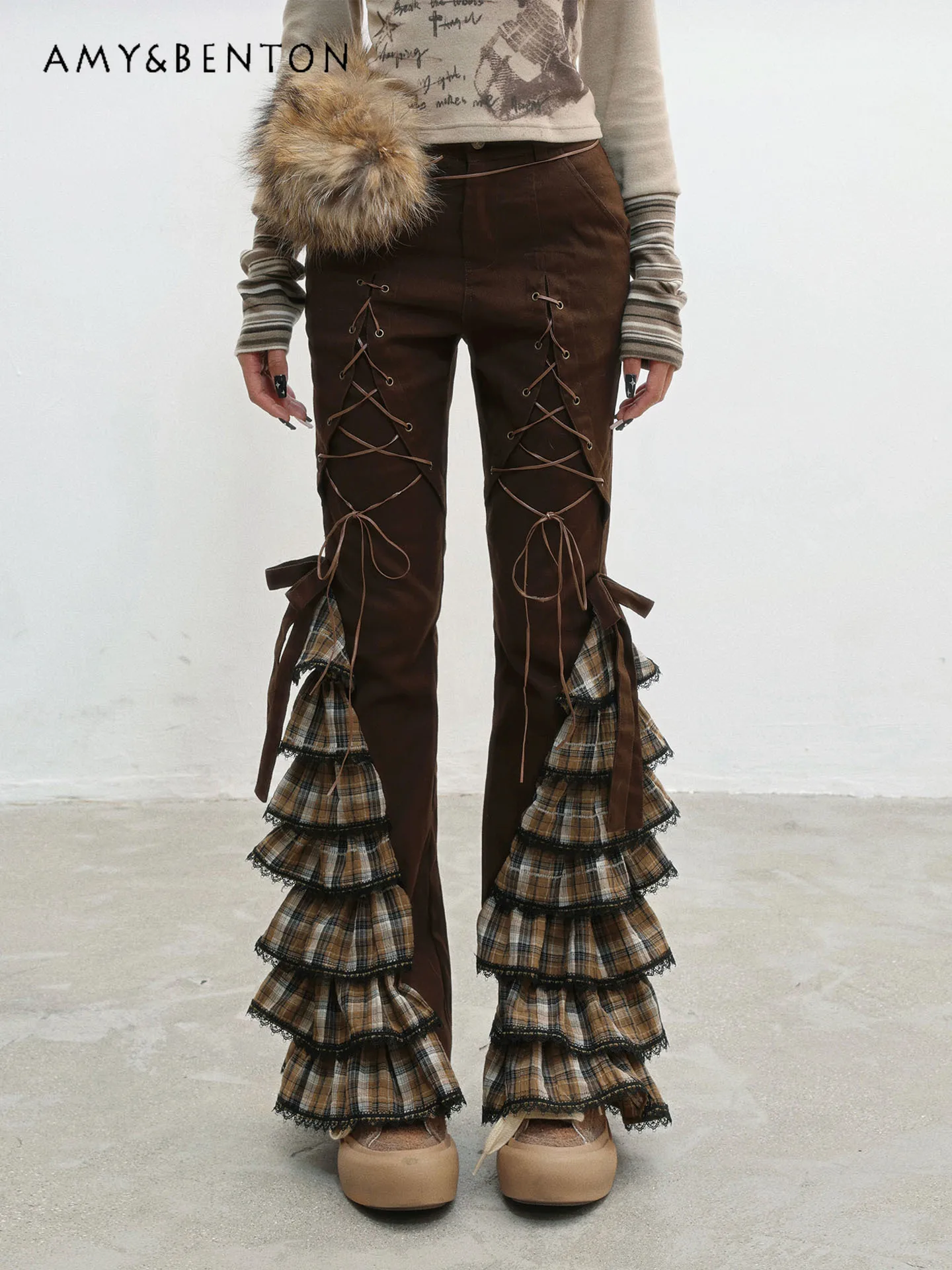 Original Design Plaid Lace-Up Retro Lace High-Waisted Slimming Casual Pants Harajuku Style Gothic Retro High Street Flared Pants
Original Design Plaid Lace-Up Retro Lace High-Waisted Slimming Casual Pants Harajuku Style Gothic Retro High Street Flared Pants