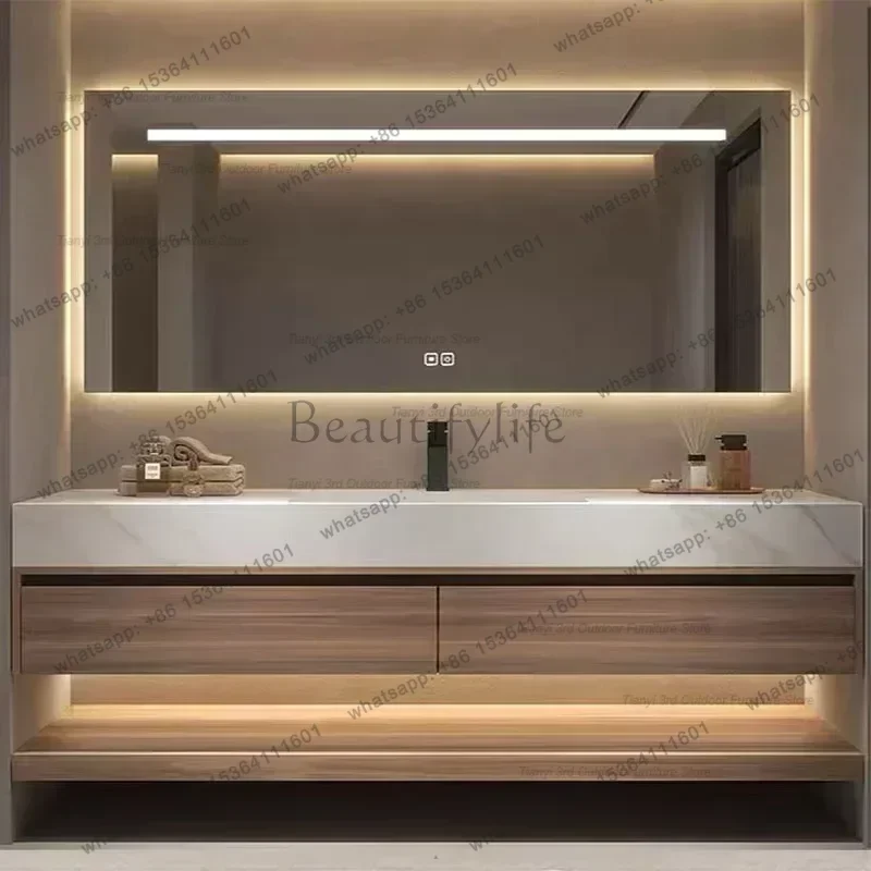 Modern Luxury Rock Panel Bathroom Cabinet Vanity with Sink Bathroom Mirror Cabinet Simple Fashion Furniture
Modern Luxury Rock Panel Bathroom Cabinet Vanity with Sink Bathroom Mirror Cabinet Simple Fashion Furniture