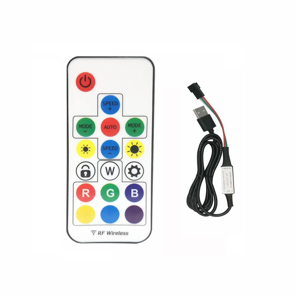 WS2813 WS2815 RF 17KEY Контроллер светодиодного освещения RF четырехпроводной полноцветный контроллер с дистанционным беспроводным и фэнтезийным эффектом 4PIN SM
WS2813 WS2815 RF 17KEY Контроллер светодиодного освещения RF четырехпроводной полноцветный контроллер с дистанционным беспроводным и фэнтезийным эффектом 4PIN SM