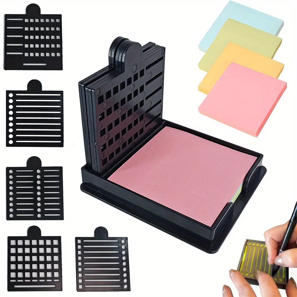 1pc Sticky Note Stencil with 5 Template Dispenser Holder - Schedules & Brainstorming - Portable Office & School Supplies,
1pc Sticky Note Stencil with 5 Template Dispenser Holder - Schedules & Brainstorming - Portable Office & School Supplies,