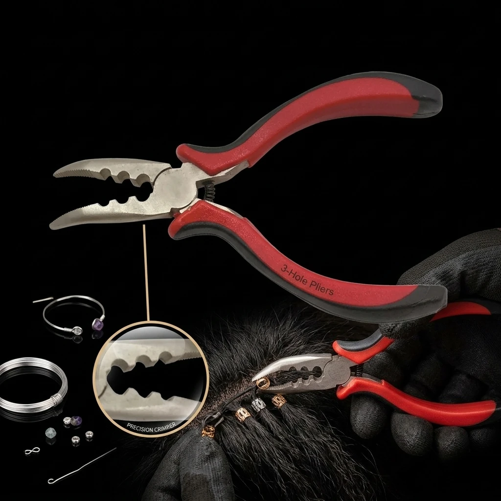 3-Hole Nickel-Iron Alloy Pliers - Black-Red Handle Bent-Head Toothed Pliers for DIY Wig & Jewelry Crafting
3-Hole Nickel-Iron Alloy Pliers - Black-Red Handle Bent-Head Toothed Pliers for DIY Wig & Jewelry Crafting