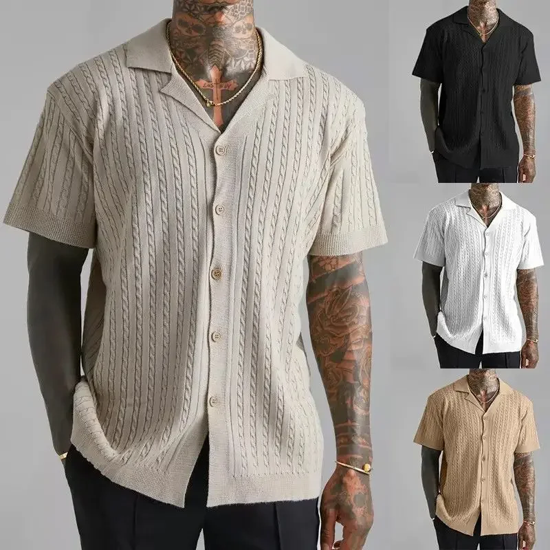 Summer Casual Knitted Short Sleeve Shirt for Men with Collar Open Cardigan Stylish Trendy Versatile
Summer Casual Knitted Short Sleeve Shirt for Men with Collar Open Cardigan Stylish Trendy Versatile