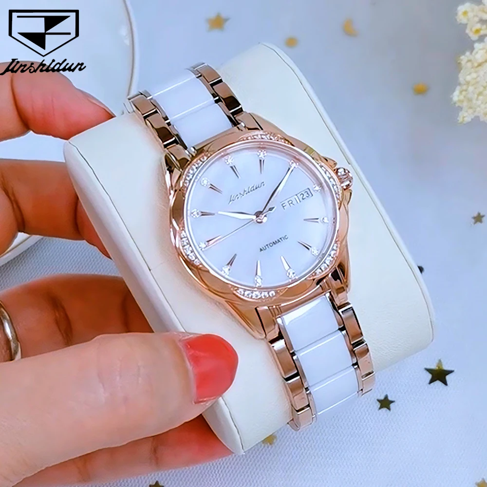 JSDUN Women's Watches Luxury Elegant Ceramic Strap Rose Gold Original Automatic Mechanical Wristwatch Sapphire Mirror Waterproof
JSDUN Women's Watches Luxury Elegant Ceramic Strap Rose Gold Original Automatic Mechanical Wristwatch Sapphire Mirror Waterproof