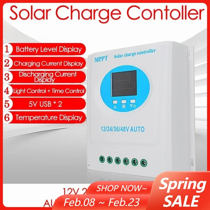 MPPT Контроллер заряда солнечной батареи 120/150A Dual USB 12 В 24 В 36 В 48 В Автоматическое зарядное устройство панели солнечных батарей Регулятор свинцово-кислотной/литиевой батареи
MPPT Контроллер заряда солнечной батареи 120/150A Dual USB 12 В 24 В 36 В 48 В Автоматическое зарядное устройство панели солнечных батарей Регулятор свинцово-кислотной/литиевой батареи