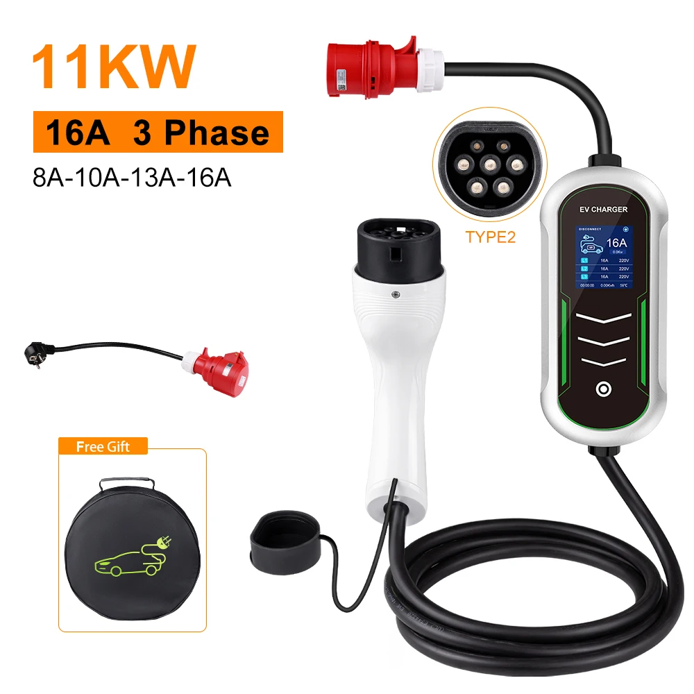 Electric Car Charger 3Phase 16A Portable Charger Type2 EVSE Charging Box Appointment time Cee Plug IEC62196 For Electric Vehicle
Electric Car Charger 3Phase 16A Portable Charger Type2 EVSE Charging Box Appointment time Cee Plug IEC62196 For Electric Vehicle