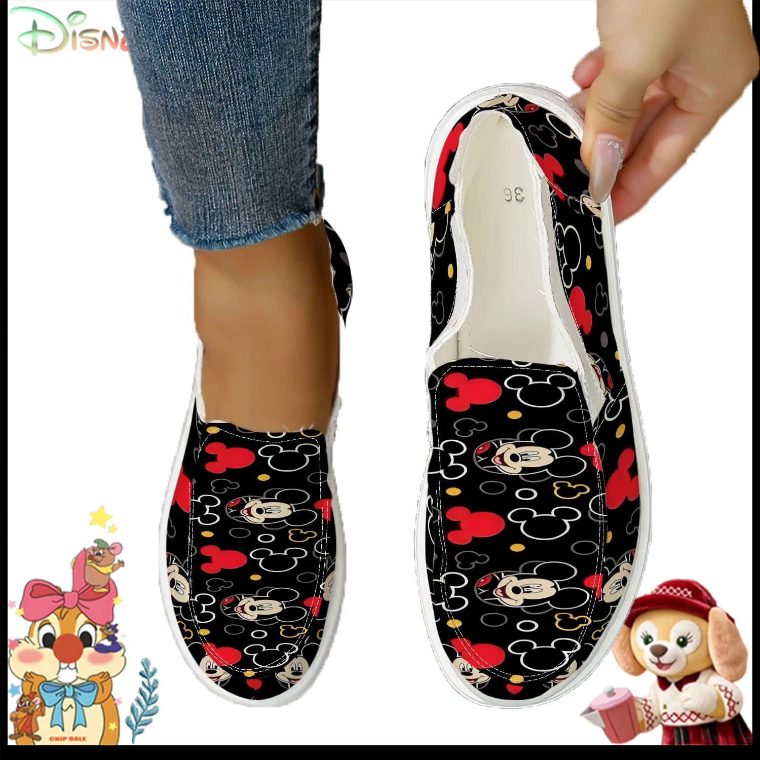 Comfortable Black Disney Mickey Slip-On Shoes, All-Over Cartoon Print Casual Sneakers for Daily Use
Comfortable Black Disney Mickey Slip-On Shoes, All-Over Cartoon Print Casual Sneakers for Daily Use