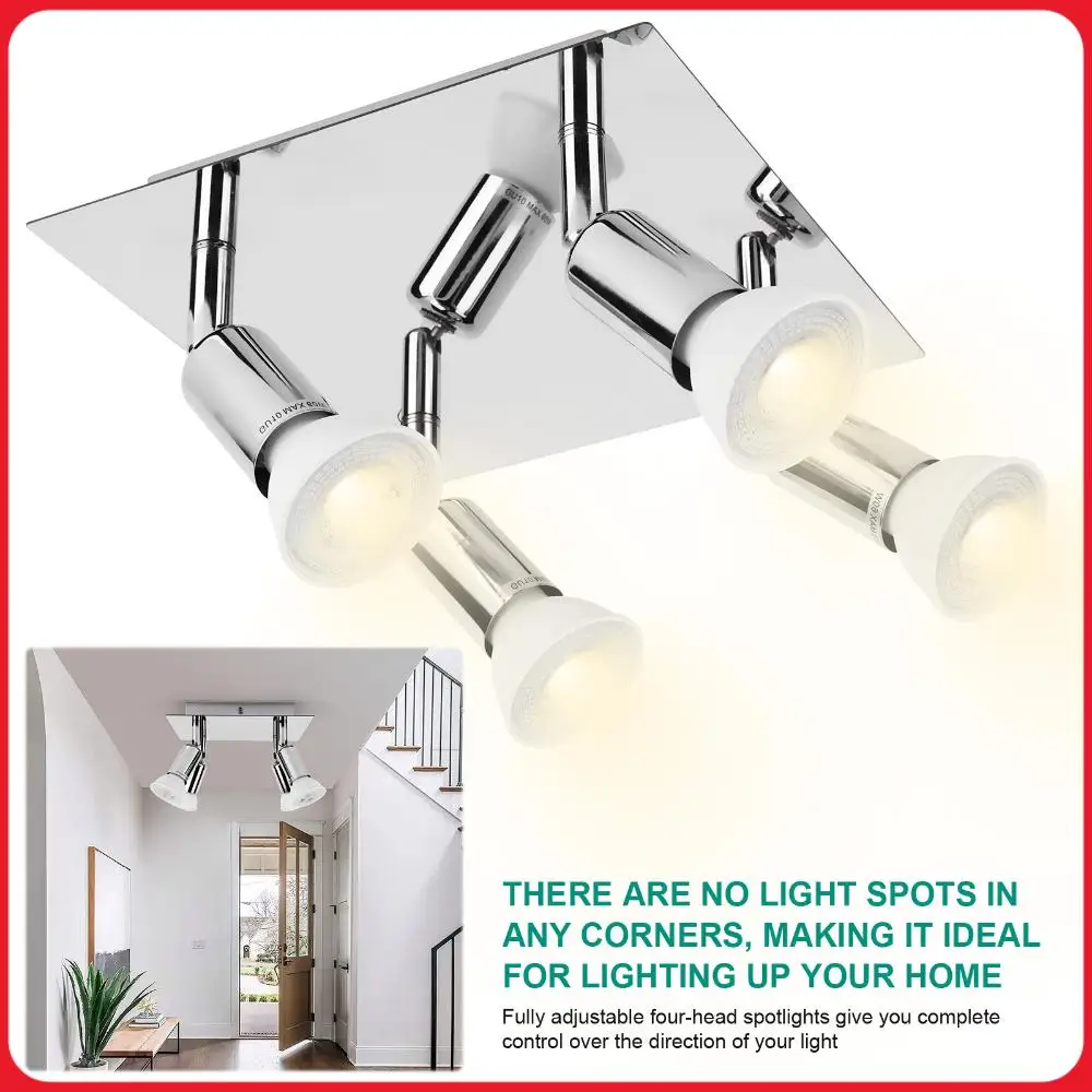 4 Way Square Spot Light Ceiling Spotlight Adjustable Angle LED Ceiling Light Rotatable Ceiling Light for Home Decor
4 Way Square Spot Light Ceiling Spotlight Adjustable Angle LED Ceiling Light Rotatable Ceiling Light for Home Decor
