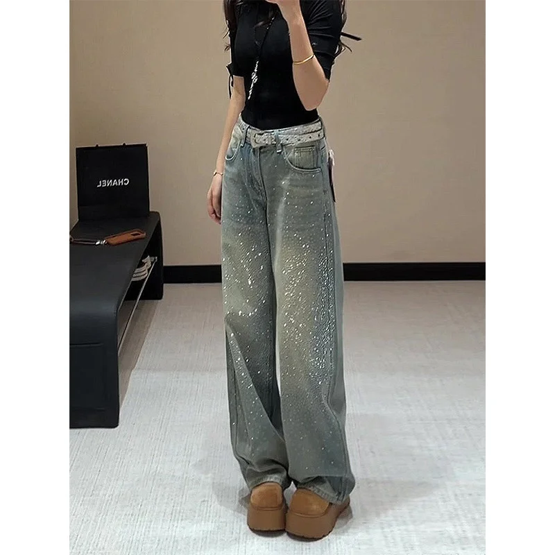 Light Blue Heavy Embellied Denim Wide Leg Pants Women's Winter New Sle Fce Lined Slim Straight Cut Trousers
Light Blue Heavy Embellied Denim Wide Leg Pants Women's Winter New Sle Fce Lined Slim Straight Cut Trousers