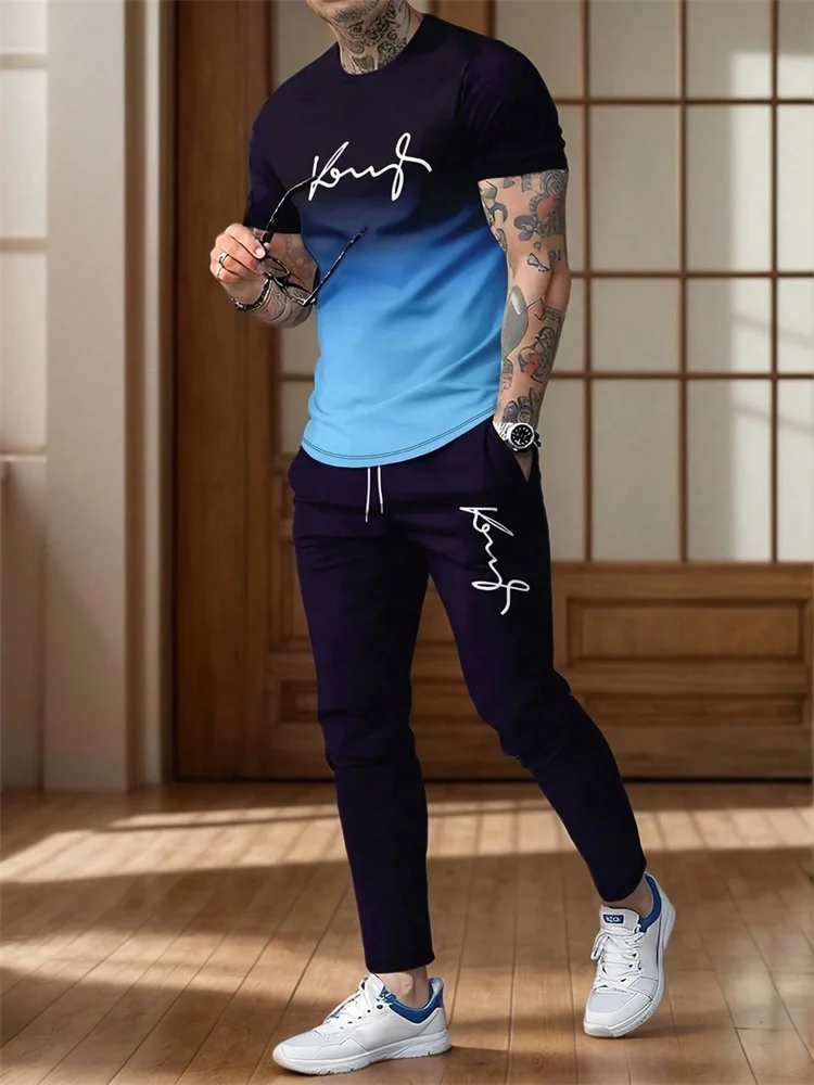 Simple And Fashionable Autumn Thin Men's Short-sleeved Top And Casual Long Pants, Daily Loose Casual Men's Thin 2pcs Long Pants
Simple And Fashionable Autumn Thin Men's Short-sleeved Top And Casual Long Pants, Daily Loose Casual Men's Thin 2pcs Long Pants