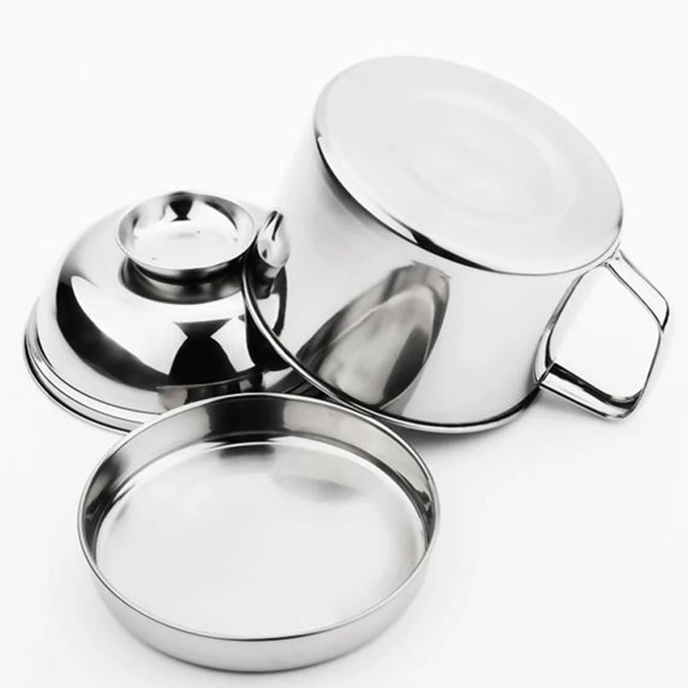 Многофункциональная чаша из нержавеющей стали, портативный контейнер для рамэна, достаточная емкость, гладкая поверхность, легко чистящаяся крышка для еды