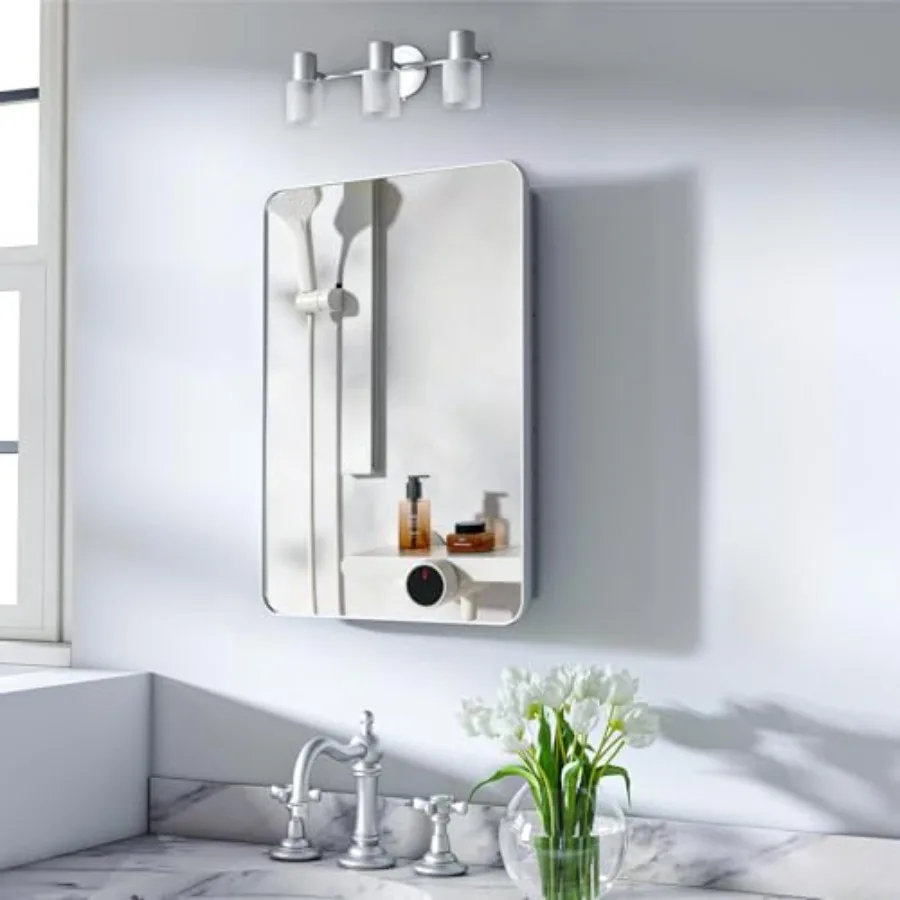 Bathroom medicine cabinet, aluminum, silver, 16x24 inch, recessed or wall mount, modern farmhouse style, fully assembled, over
Bathroom medicine cabinet, aluminum, silver, 16x24 inch, recessed or wall mount, modern farmhouse style, fully assembled, over