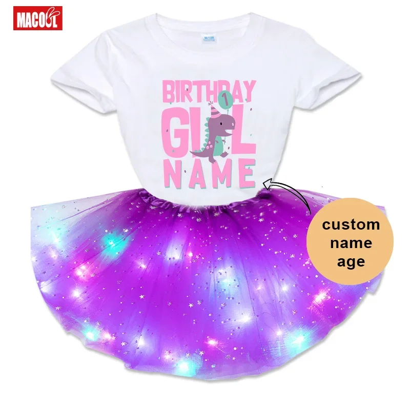 Birthday Princess Party T Shirt Dinosaur Girl Birthday Outfits Tutu Dress Princess Set Dress + T Shirt 2-8 Years Luminous Skirt
Birthday Princess Party T Shirt Dinosaur Girl Birthday Outfits Tutu Dress Princess Set Dress + T Shirt 2-8 Years Luminous Skirt