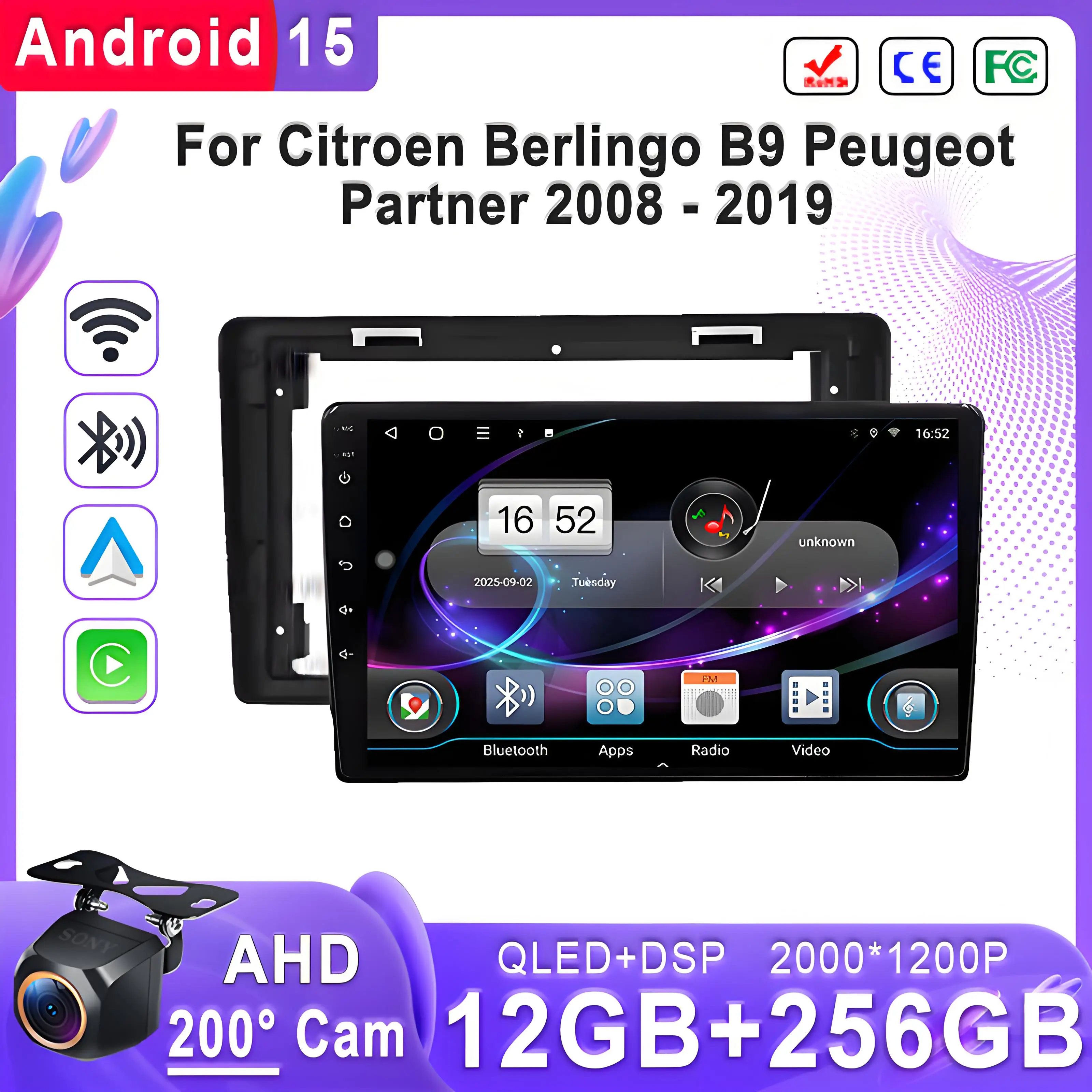 Android 15 2K Incell Screen For Citroen Berlingo B9 Peugeot Partner 2008 - 2019 Multimedia Stereo Head Unit GPS Navigation Car
Android 15 2K Incell Screen For Citroen Berlingo B9 Peugeot Partner 2008 - 2019 Multimedia Stereo Head Unit GPS Navigation Car