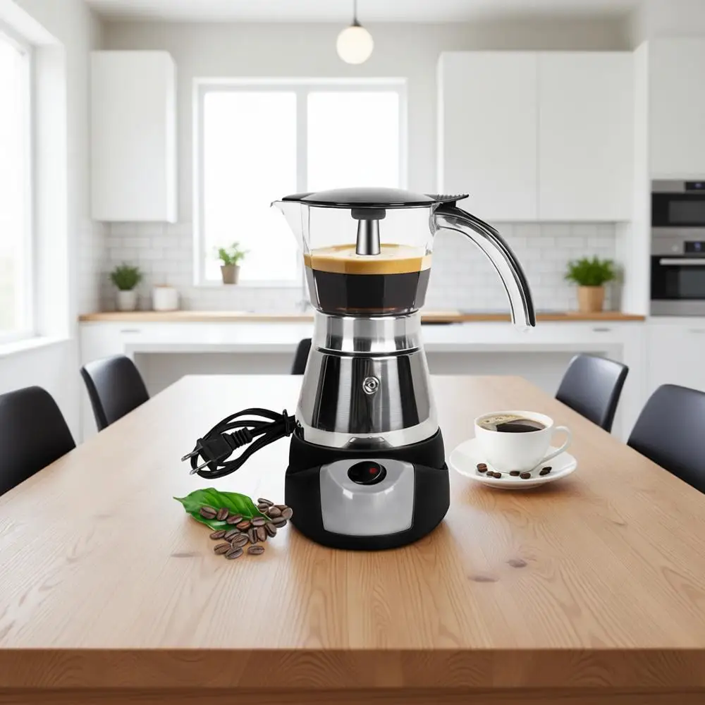 Электрическая кофеварка Мока на 6 чашек, 300 мл, прозрачная пластиковая, для плиты, портативная, из нержавеющей стали, перколятор, итальянская
Электрическая кофеварка Мока на 6 чашек, 300 мл, прозрачная пластиковая, для плиты, портативная, из нержавеющей стали, перколятор, итальянская