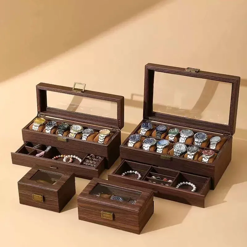 Retro Imitation Wood Watch Box Transparent Glass Display Watches Storage Boxes PU Dustproof Gift Packaging Case Jewelry Box
Retro Imitation Wood Watch Box Transparent Glass Display Watches Storage Boxes PU Dustproof Gift Packaging Case Jewelry Box