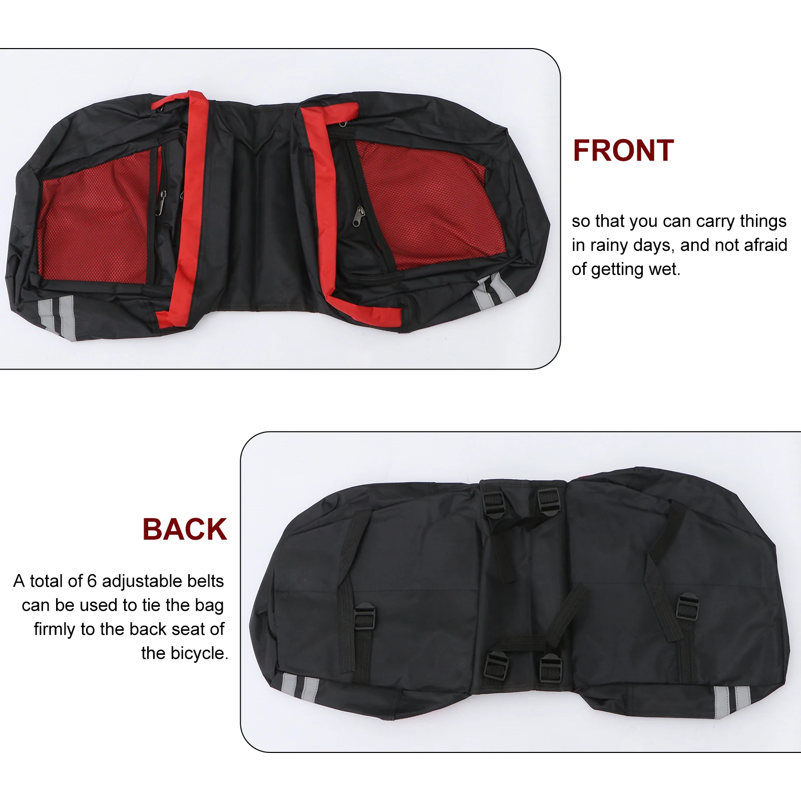 Rear Double Bag Bike Saddle Bag Large Capacity Waterproof PVC Reflective for Fast Riding Road Mountain Bike Storage Red Black 
Rear Double Bag Bike Saddle Bag Large Capacity Waterproof PVC Reflective for Fast Riding Road Mountain Bike Storage Red Black