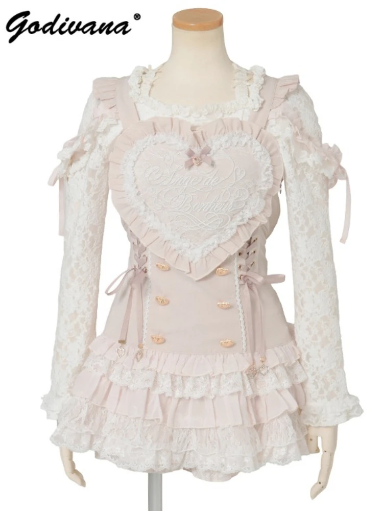 Новое японское милое платье Liz, комплект с милым сердечком, вышитое платье Лолиты на подтяжках и юбка, комплект из 2 предметов, наряды
Новое японское милое платье Liz, комплект с милым сердечком, вышитое платье Лолиты на подтяжках и юбка, комплект из 2 предметов, наряды