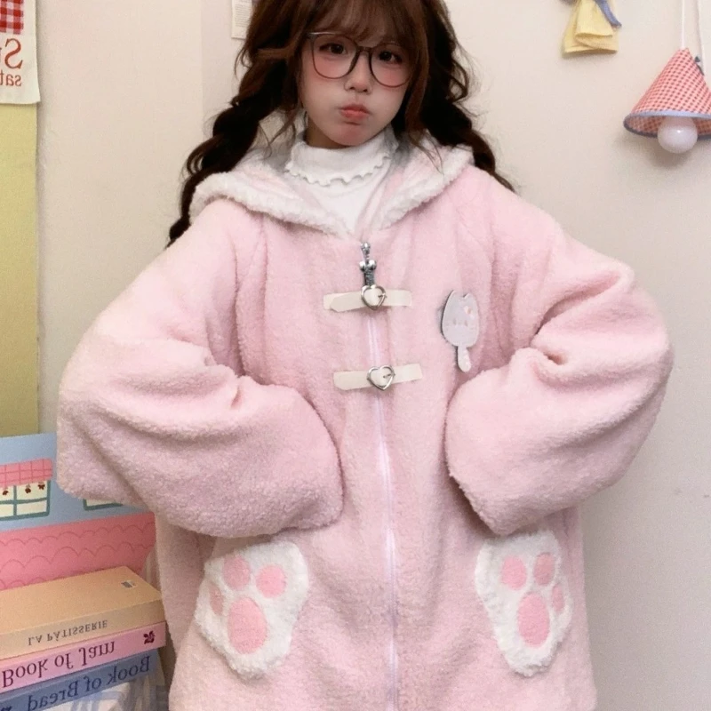 Japanese Cute Thicked Lamb Fleece Coat Women Sweet Sailor Collar Cat Embroidery Plush Jackets 2025 Ropa Mujer Warm Loose Outwear
Japanese Cute Thicked Lamb Fleece Coat Women Sweet Sailor Collar Cat Embroidery Plush Jackets 2025 Ropa Mujer Warm Loose Outwear