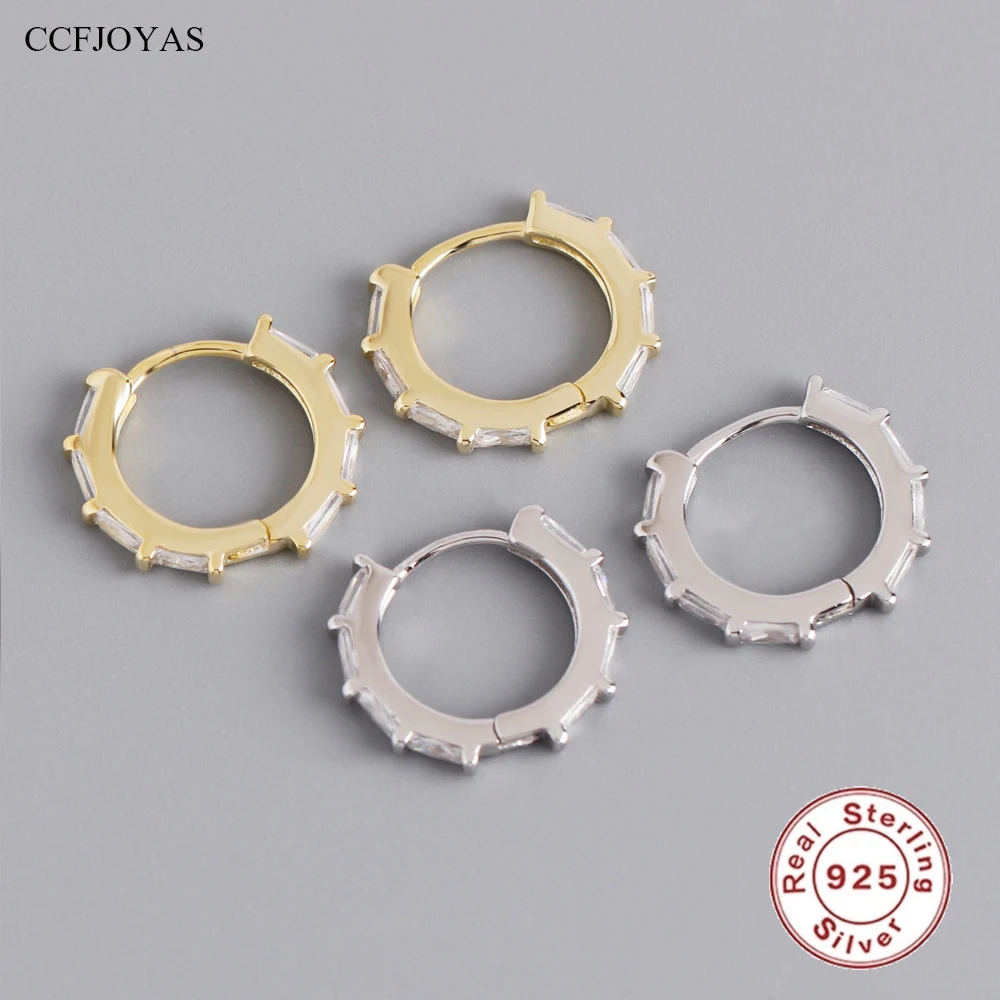 CCFJOYAS European and American High-end 925 Sterling Silver Hoop Earrings Geometric White Zircon Personality Huggies Earrings
CCFJOYAS European and American High-end 925 Sterling Silver Hoop Earrings Geometric White Zircon Personality Huggies Earrings