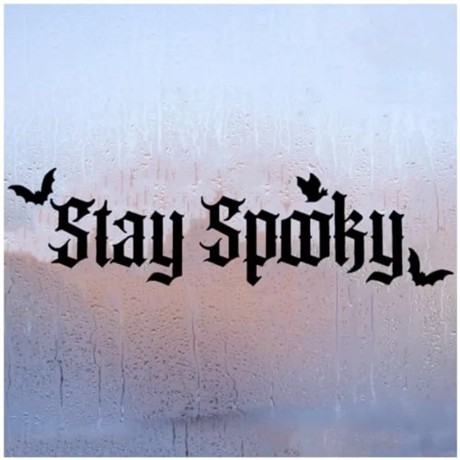 Наклейки на автомобиль Stay Spooky - автомобильные наклейки в готическом стиле с изображением летучих мышей - 9,5 x 2,6 дюйма - набор из 2 штук в серебристо-белом и черном цветах.
Наклейки на автомобиль Stay Spooky - автомобильные наклейки в готическом стиле с изображением летучих мышей - 9,5 x 2,6 дюйма - набор из 2 штук в серебристо-белом и черном цветах.