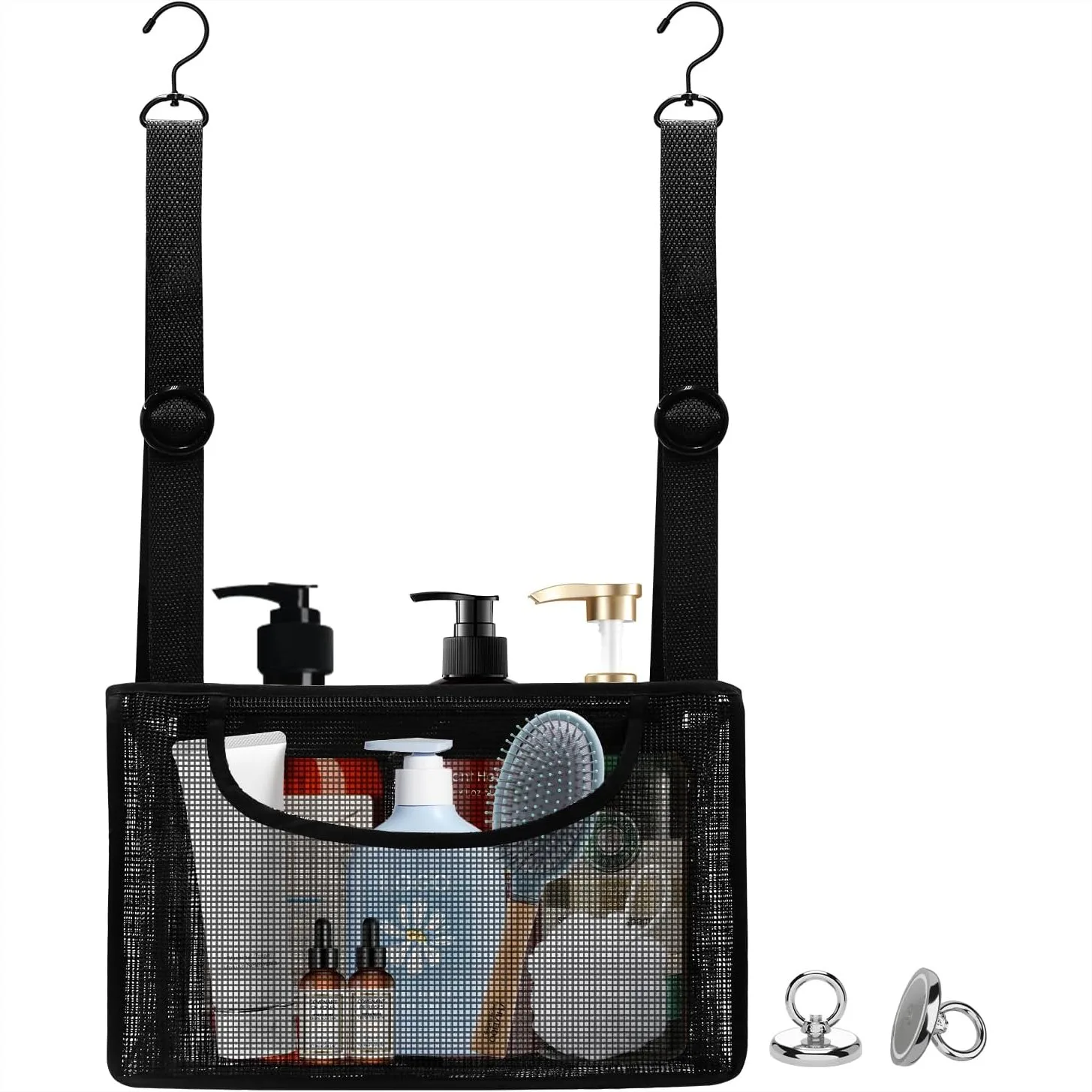 PVC Mesh Hanging Shower Caddy with Magnetic Hooks, Adjustable Bathroom Organizer for Cruise, Dorm, Gym, Camping
PVC Mesh Hanging Shower Caddy with Magnetic Hooks, Adjustable Bathroom Organizer for Cruise, Dorm, Gym, Camping