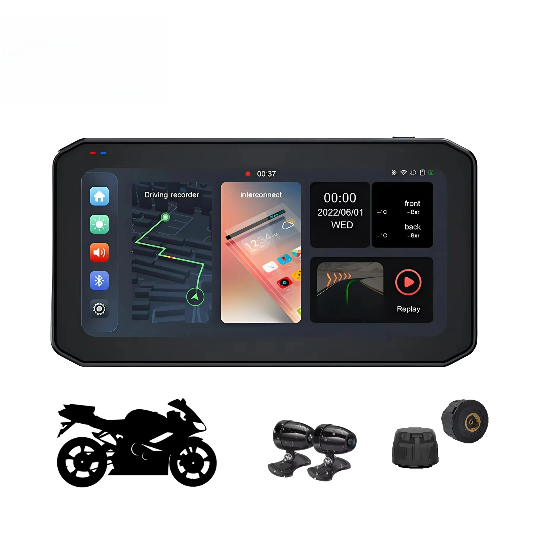 Portable Waterproof Motorcycle Wireless Carplay Android Car 6.25 "Smart Screen Bluetooth SWC DVR Motorcycle System DVR + TPMS
Portable Waterproof Motorcycle Wireless Carplay Android Car 6.25 "Smart Screen Bluetooth SWC DVR Motorcycle System DVR + TPMS