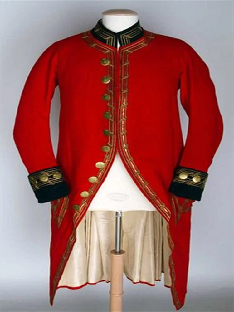 18th Century Men Red Colonial British Officers Costume Royal Military Coat Victorian Rococo Baroque Court Tuxedo Outfits
18th Century Men Red Colonial British Officers Costume Royal Military Coat Victorian Rococo Baroque Court Tuxedo Outfits