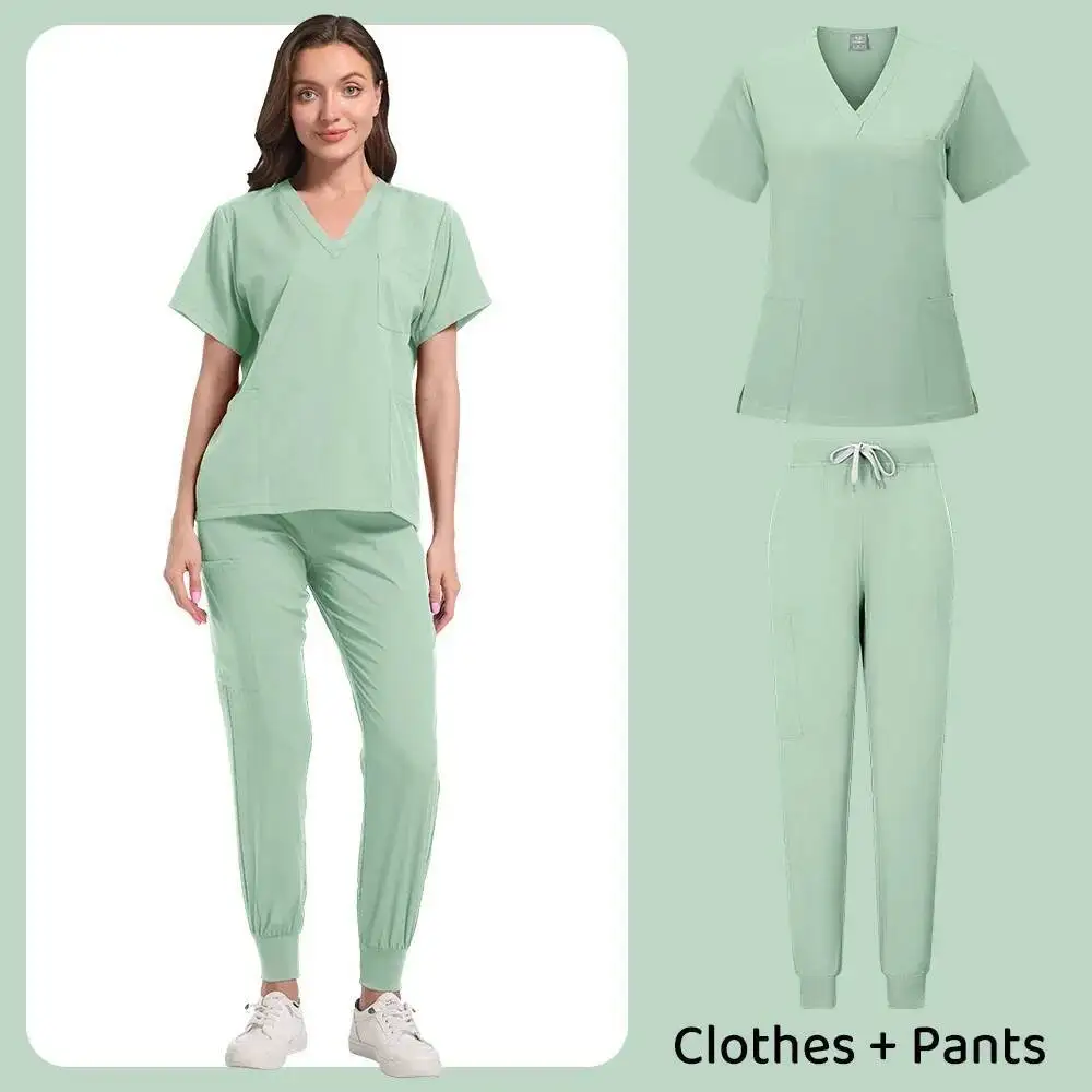 Nursing Scrubs Set Women Beauty SPA Uniforms Pet Clinic Store Veterinary Dentistry Work Clothes Medical Nurse Surgical Top+Pants 
Nursing Scrubs Set Women Beauty SPA Uniforms Pet Clinic Store Veterinary Dentistry Work Clothes Medical Nurse Surgical Top+Pants